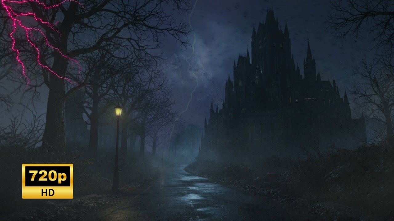 Lose Yourself in Rainy Night 🌧️🏰⚡️ Powerful Thunder and Rain for Sleep Instantly & Escape Stress