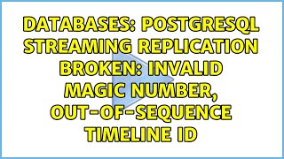 PostgreSQL streaming replication broken: invalid magic number, out-of-sequence timeline ID