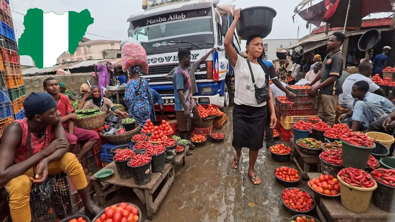 African Market Day In Ile Epo Lagos Nigeria - West Africa Walking Tour