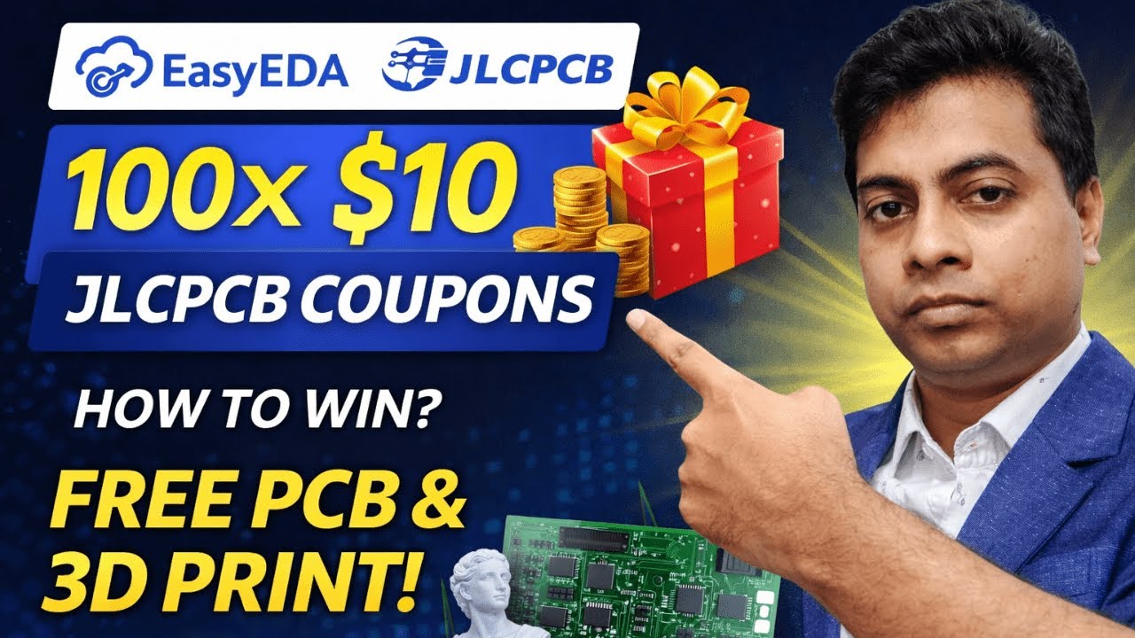 🎁 FREE PCB Giveaway!  100× $10 JLCPCB Coupons  EasyEDA Gift 🎉