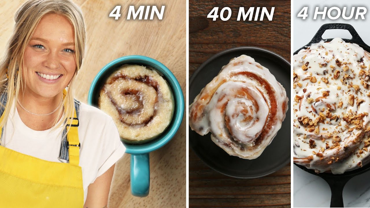 4-Min Vs. 40-Min Vs. 4 Hour Cinnamon Rolls  Tasty