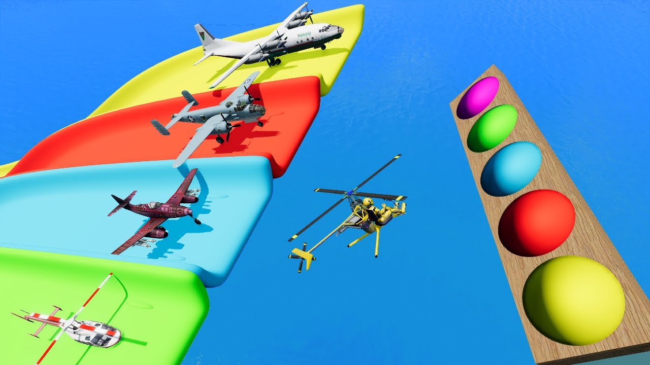 Airplane vs Slide Colors with Portal Trap - BeamNG.Drive #35