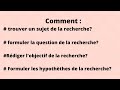 Comment trouver un sujet de recherchecomment formuler  la question  lobjectif et les  hypothses