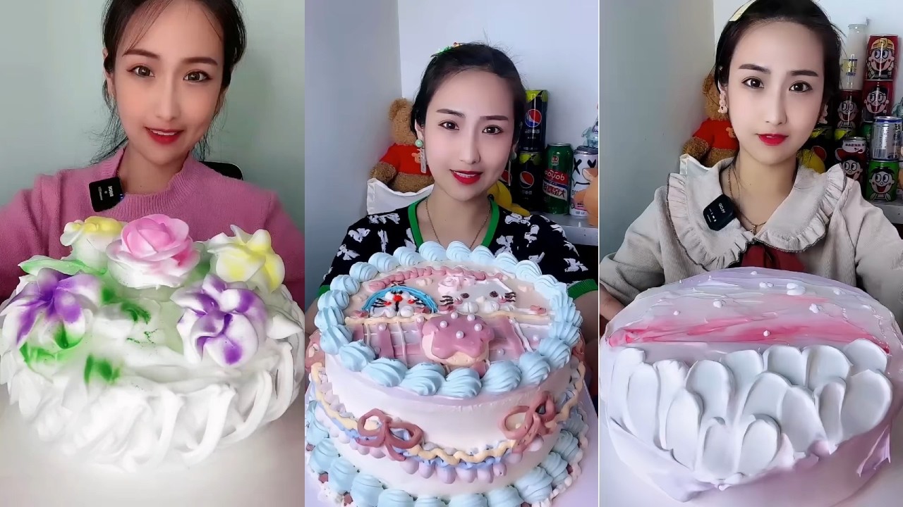 Giant Cream Cake Dessert Mukbang ASMR | Satisfying Spoon & Eating Sounds | Xoieteang ASMR