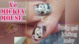 Mickey Mouse Nail Art | Mẫu đắp gel không mày và vẽ chuột Mickey