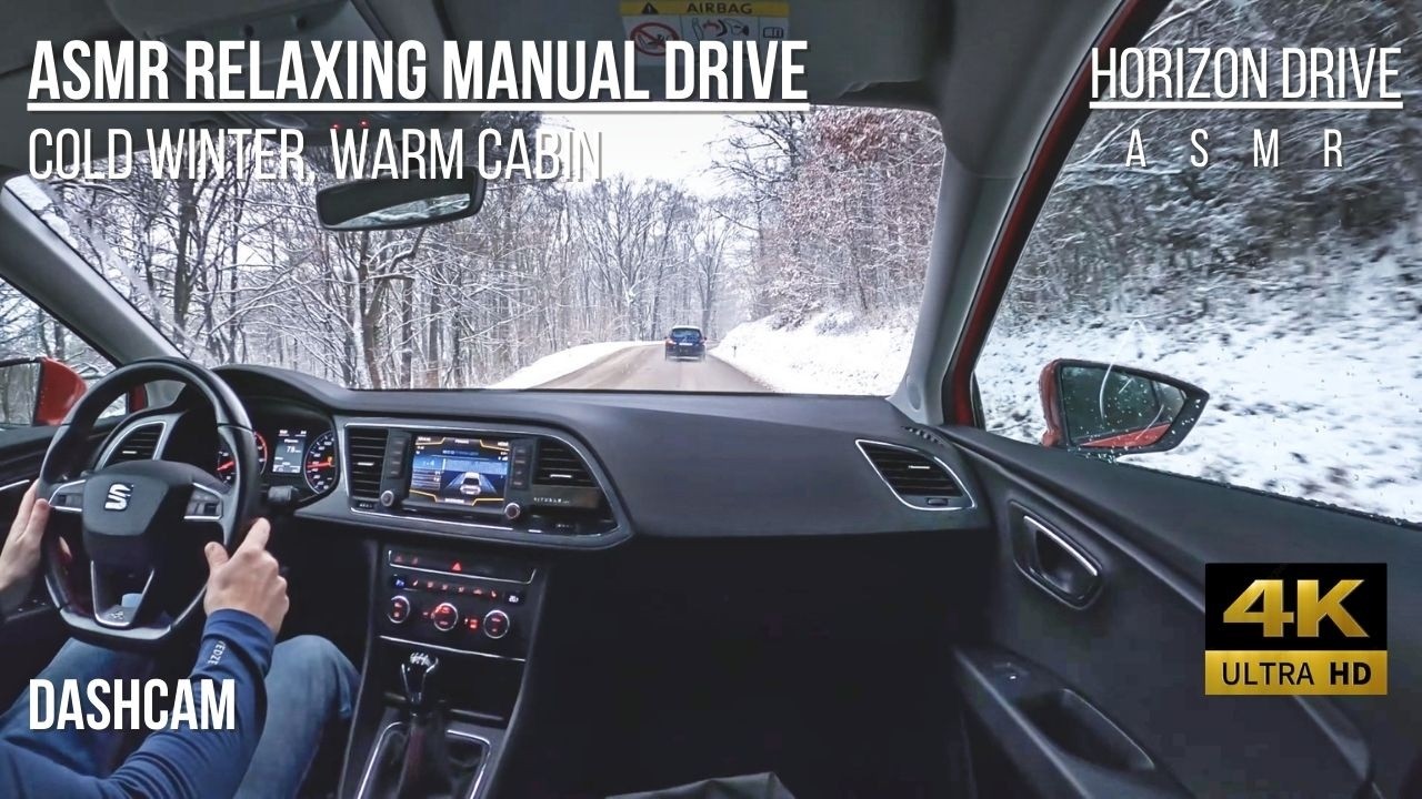 Cold Winter, Warm Cabin: Relaxing Manual Drive through a Snowy Mountain Pass ❄️ ASMR (4K)