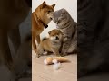 ごめんニャン!子犬の親登場で猫の態度変わる