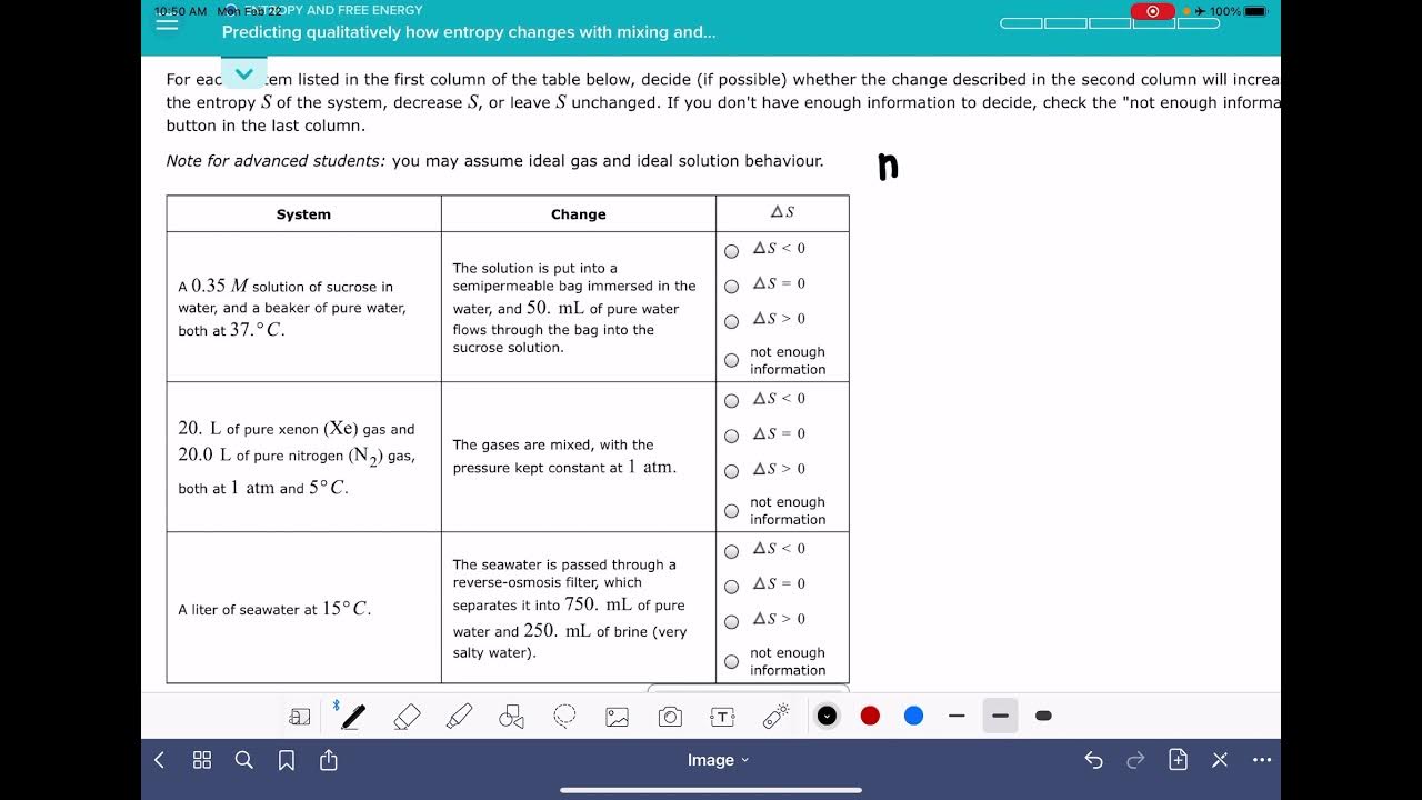 ALEKS Predicting qualitatively how entropy changes with mixing and