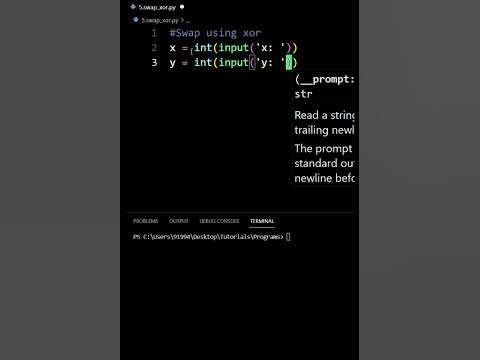 Python program to swap two variables using xor #python #code #tutorial ...