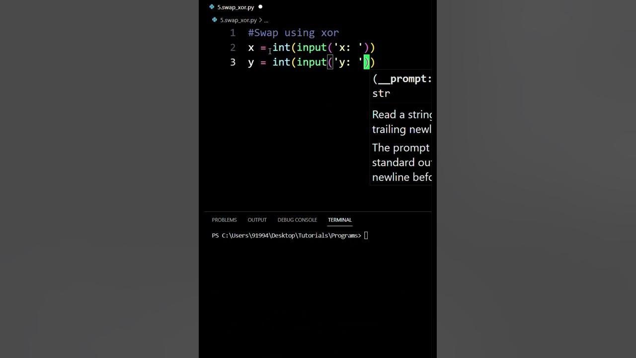 Python program to swap two variables using xor #python #code #tutorial ...