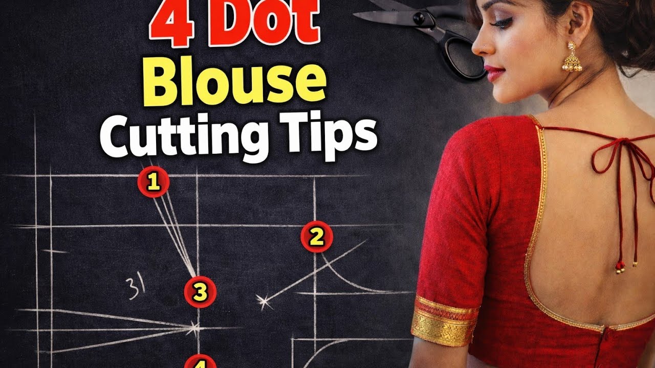 4 Dot Blouse Cutting | Perfect Blouse Cutting Step by Step | Easy Tailoring Tips