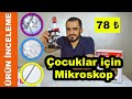 Çocuklar için eğitici mikroskop incelemesi