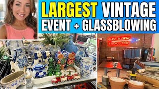 Finding Treasures at the BIGGEST Vintage Market + Glass-blown Pumpkin Class