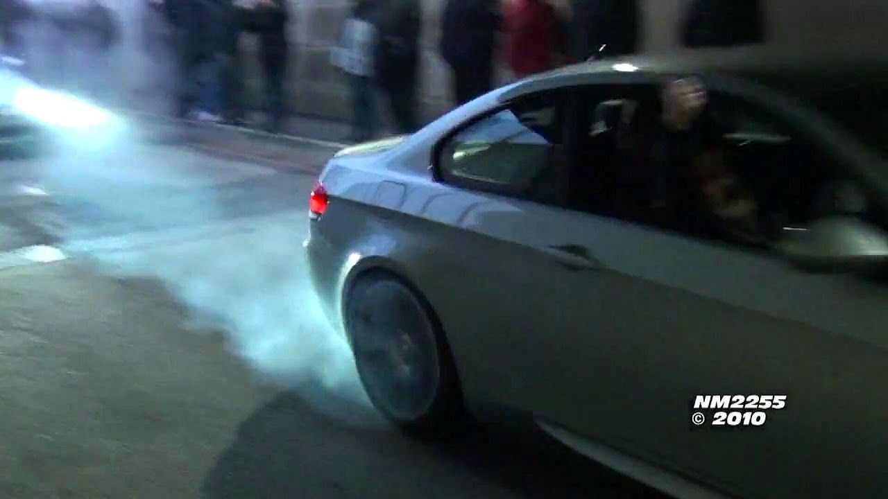 top gun BMW M3 E92 & E46 Tunnel BURNOUTS!!