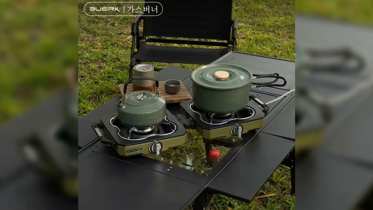 A must-have product! BUERK Camping Stove Double Burner Portable High Firepower Folding Camp Gas Bu