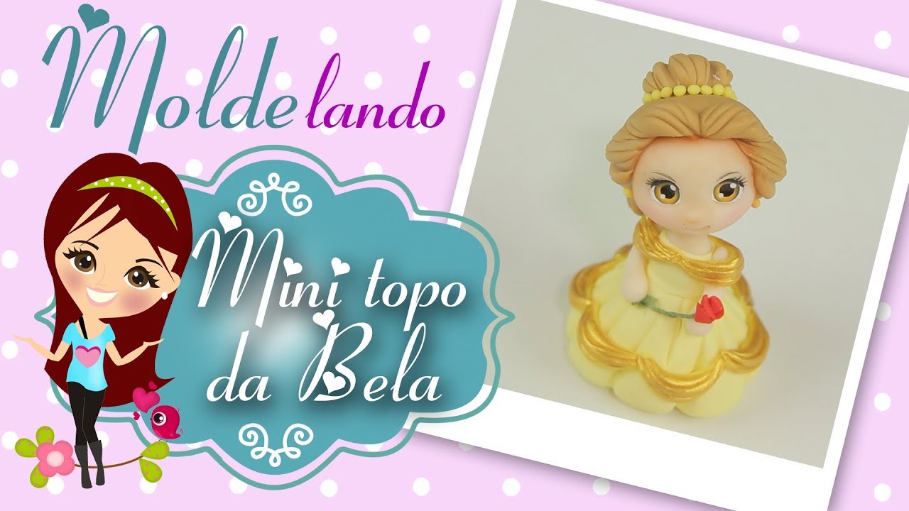 Bela de Biscuit - Mini Topo - MOLDElando com a Bia - Molde Conto de Fadas