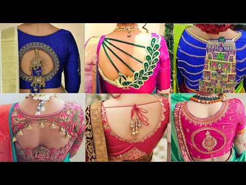 Beautiful Back Side Blouse Back Neck Designs For Silk Sarees Images