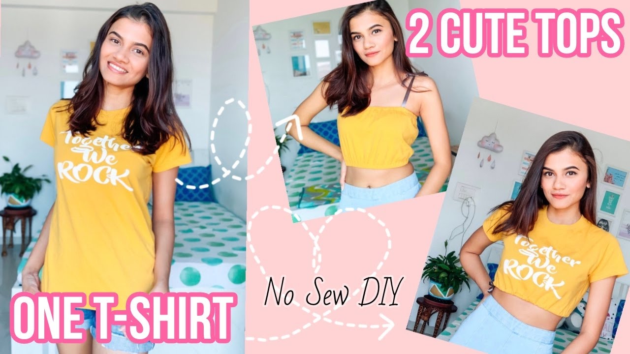 DIY New Fashion Tops From Old T shirts 2020 | NO SEW HACK | Shreeja ...