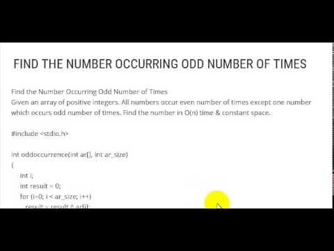 FIND THE NUMBER OCCURRING ODD NUMBER OF TIMES