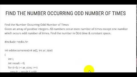 FIND THE NUMBER OCCURRING ODD NUMBER OF TIMES