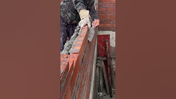 easy installation of bricks in the process of building house walls #construction #brick #wall #viral