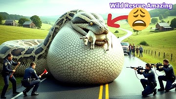 Courageous Rescue Team Fights Giant Python to Save Innocent Cow  | Wild Rescue Amazing