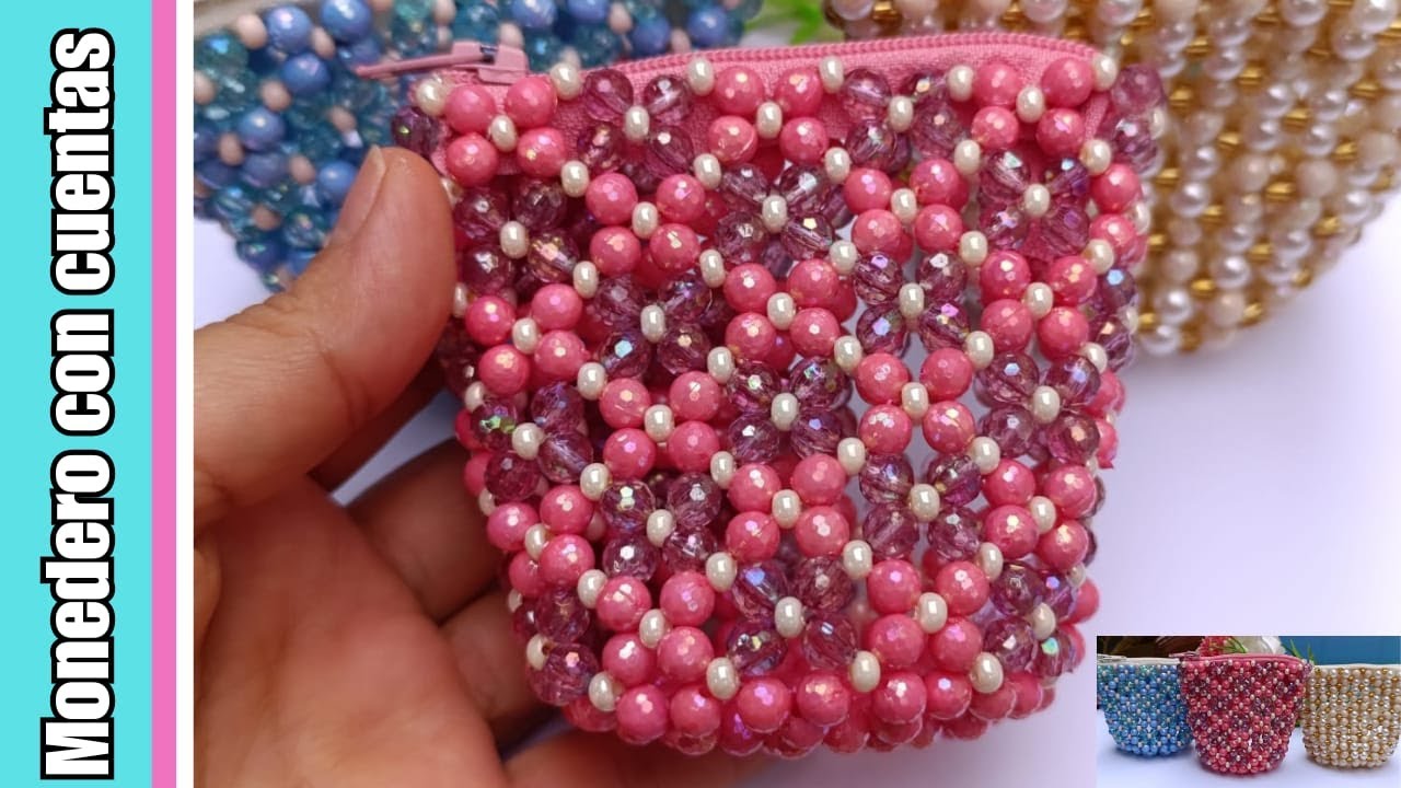 Como Hacer un MONEDERO de  PEPAS o CUENTAS paso a paso👝Carterita de  Perlas