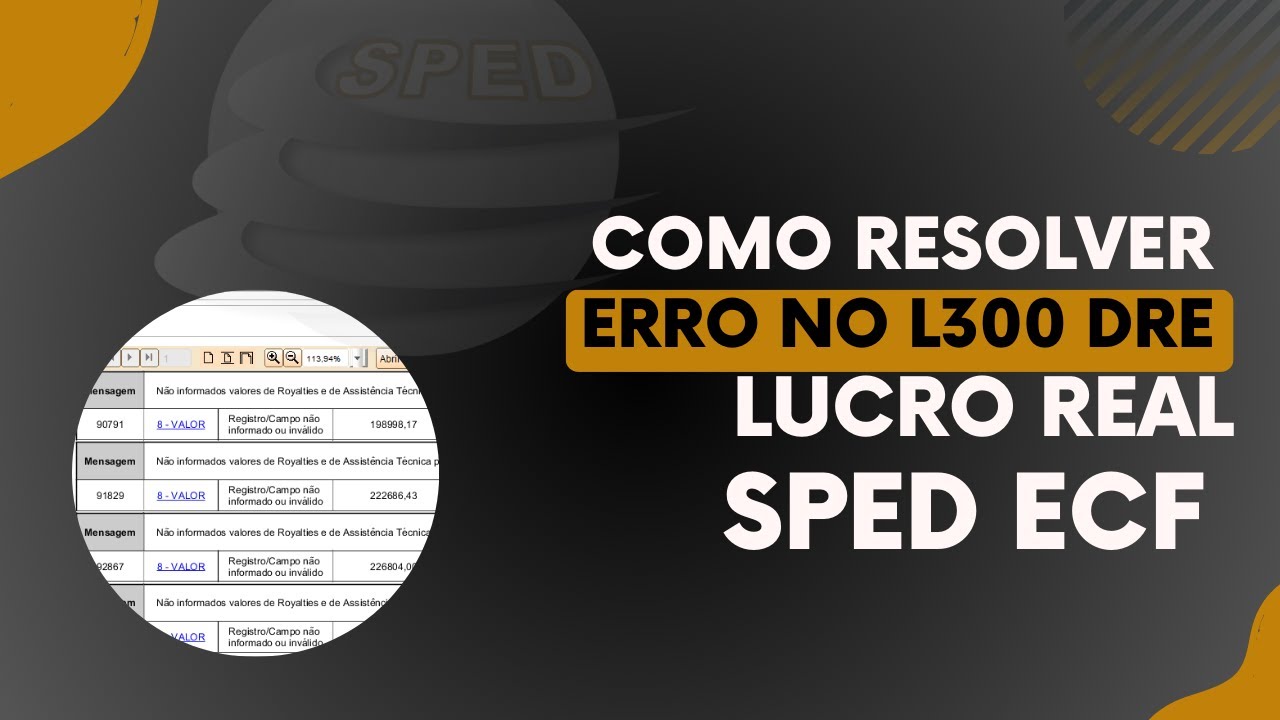 Como Corrigir Erro no Registro L300 do SPED ECF - YouTube