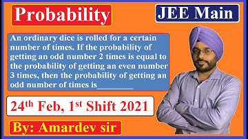 An ordinary dice is rolled for a certain number of times. If the probability of getting an odd...
