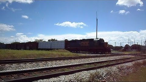 CSX Train With Caboose Races Through Double Diamond