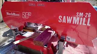 Trying a new sawmill SM26 MechMaxx making stickers with red cedar 420cc