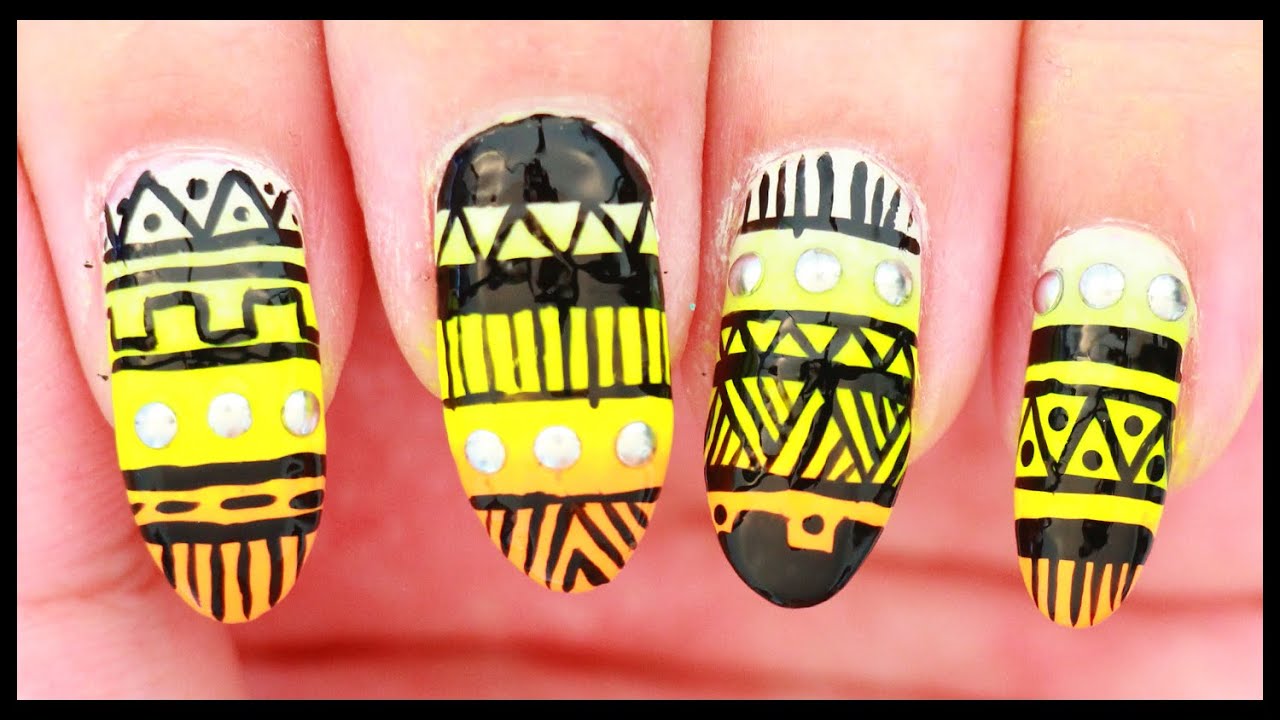 Ombre Tribal nail art