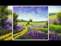 Как нарисовать цветочный деревенский пейзаж - Валерий Рыбаков - урок рисования акрилом