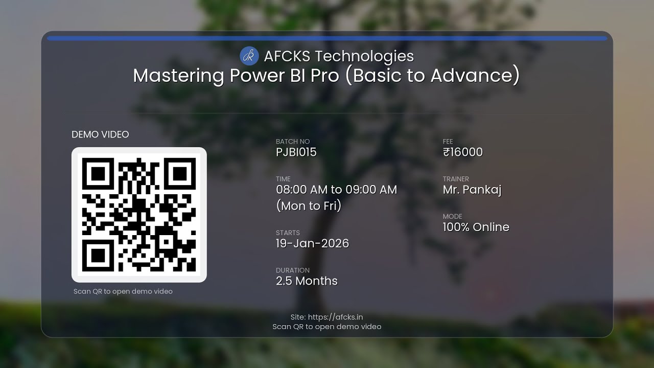 Mastering Power BI Pro (Basic to Advance) Demo conducted on 12-Jan-2026 by Mr. Pankaj