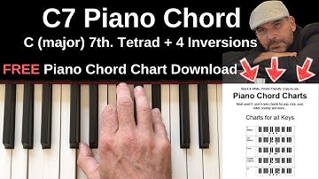 C7 Piano Chord | C (major) 7th. + Inversions Tutorial + FREE Chord Chart