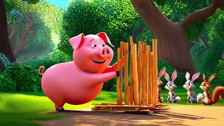 🏠🐷Three little pigs—oink oink!😮🐷🐷🐷💨🐺