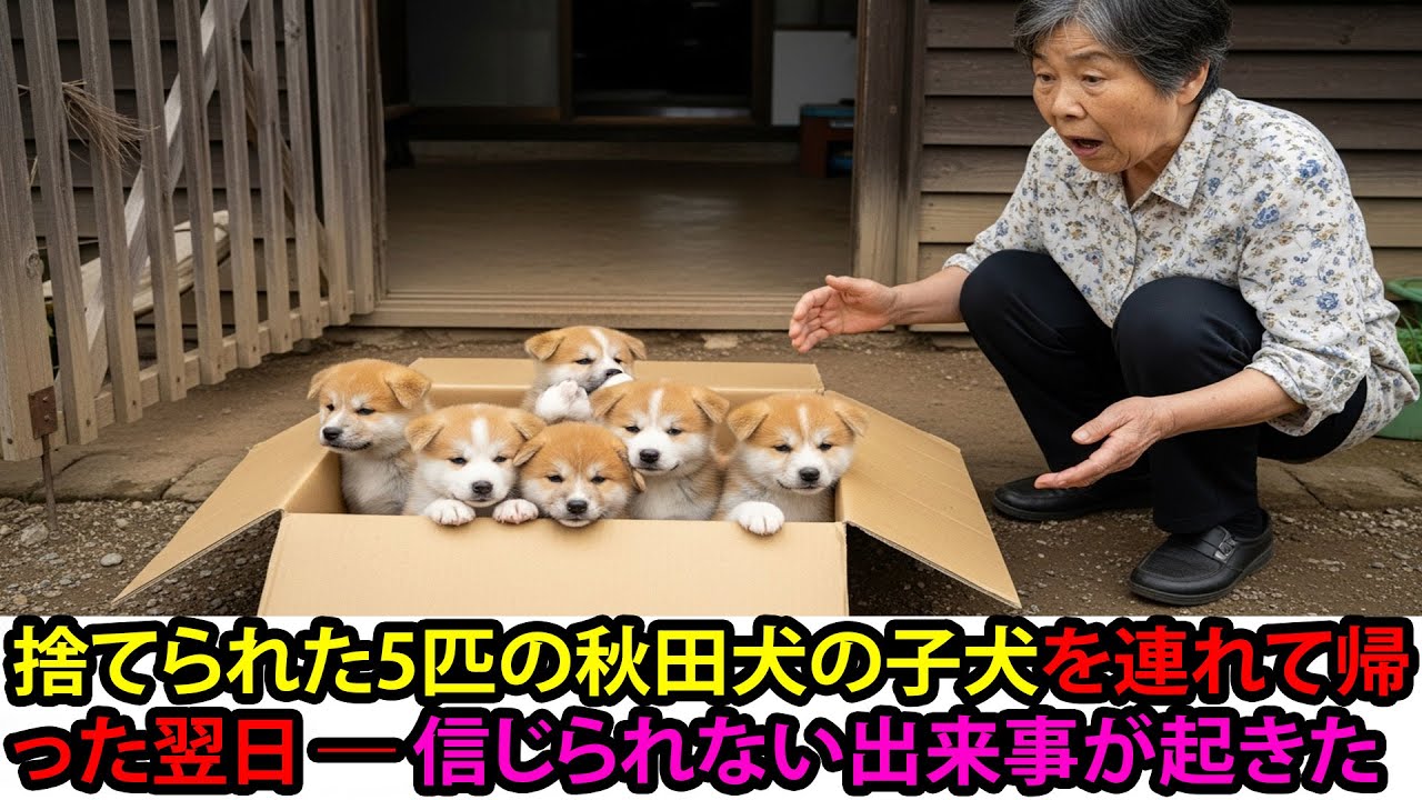捨てられた5匹の秋田犬の子犬を連れて帰った翌日 ― 信じられない出来事が起きた