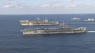 U.S. Navy Three Carrier Formation in Western Pacific Ocean