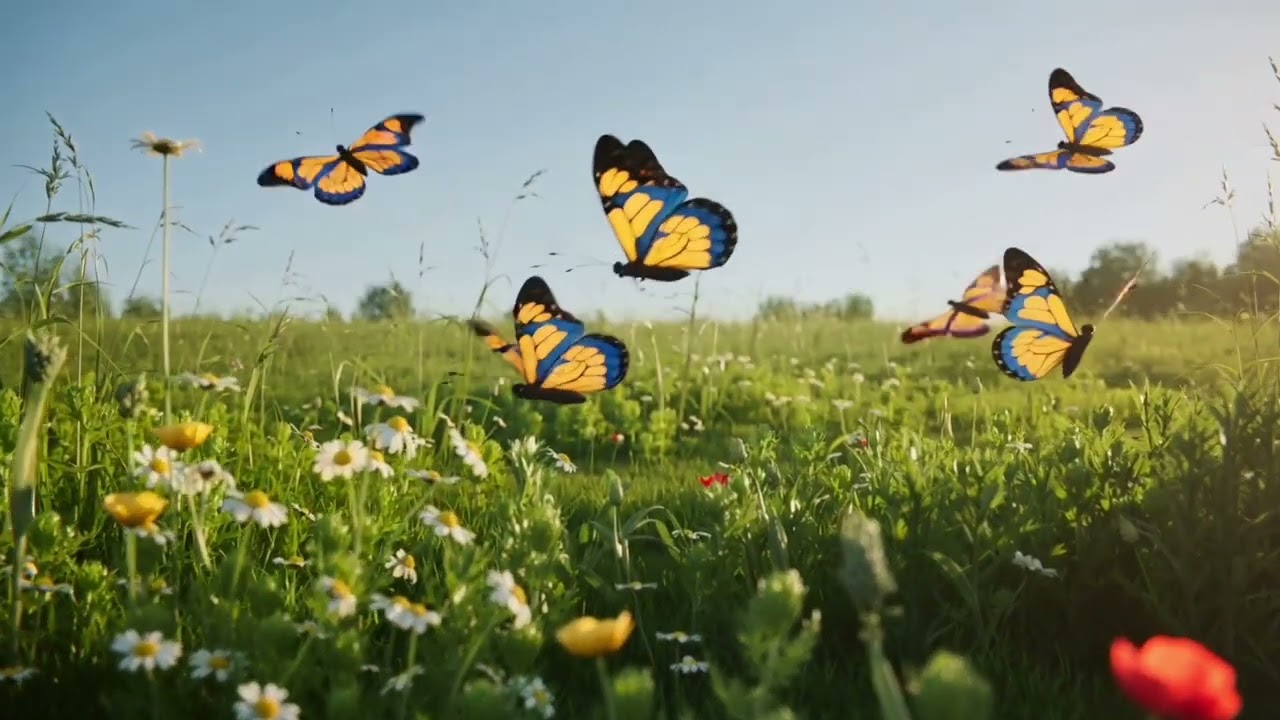 Butterflies in a Sunny Meadow | Calming Nature Video for Kids & Families