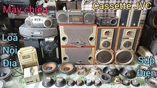 Súp điện, cassette JVC,loa sony, vỏ thùng,loa trợ lời, ổn áp, chép đom.