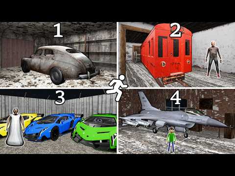 Granny 1 2 3 4 5 Escape With All Vehicles | NEW Car Mod - Gameplay Animation (fun mix 3)