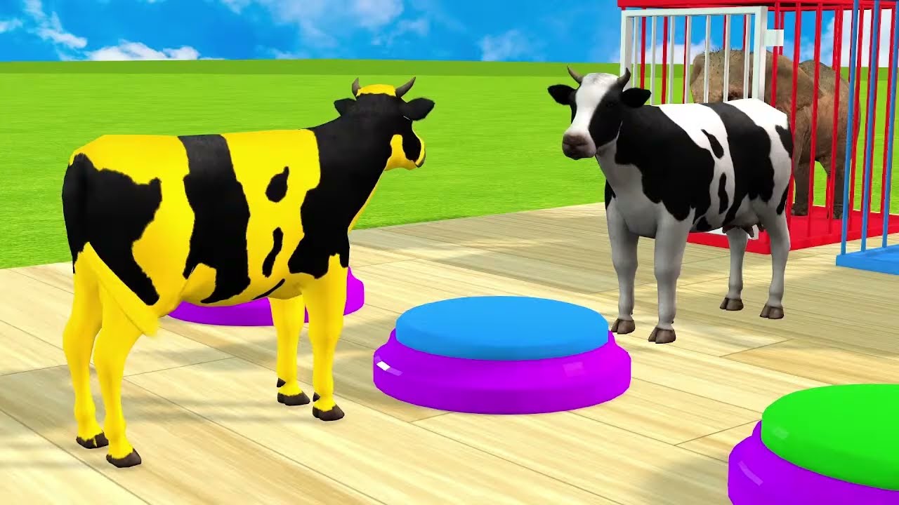 Long Slide Game With Cow Elephant Gorilla Hippopotamus Tiger 3d Animal Game Funny 3d Animals