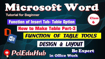 MS WORD CLASS 06 || Table Tools - Design & Layout || Function of Design & Layout || Table Tools