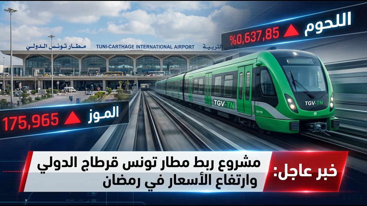 🚨 عاجل تونس مشروع ربط مطار تونس بالمدينة يدخل حيّز التنفيذ⚡تواصل ارتفاع الأسعار خلال رمضان
