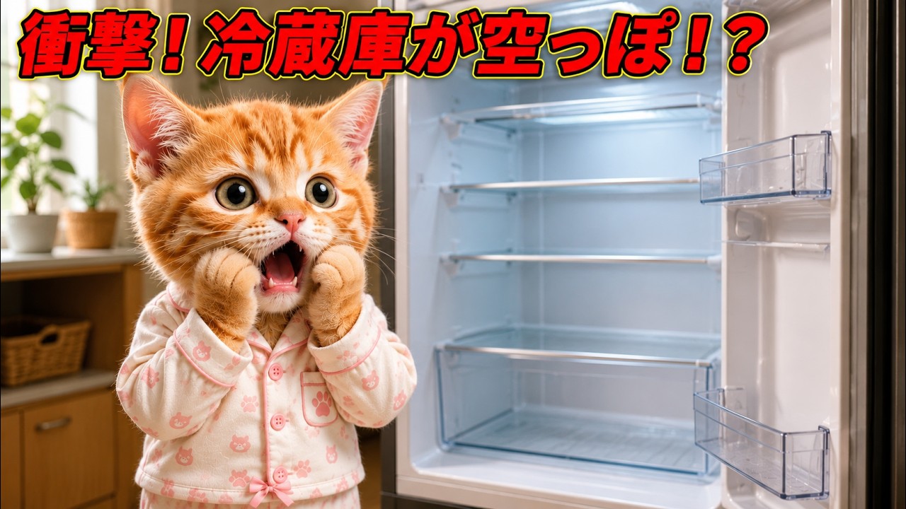 お世話になった冷蔵庫 大逆転】冷蔵庫が空っぽ！？ここにゃん、お祭りでかき氷を売った結果