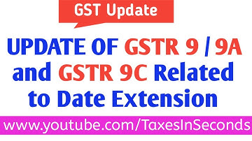 UPDATE OF GSTR 9 / 9A and GSTR 9C Related to Date Extension | GST UPDATE