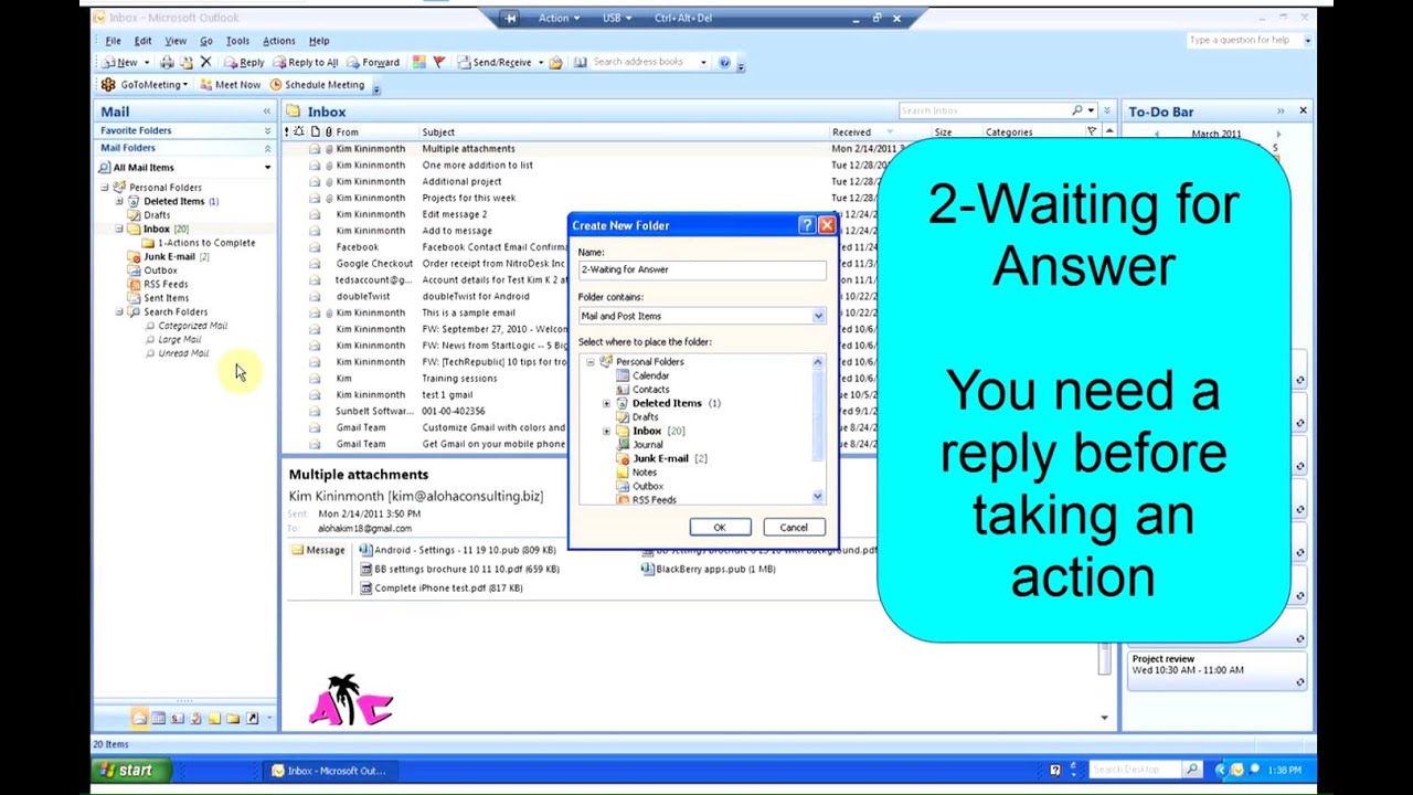 How to Create Priority Folders for e-mail Messages (Outlook) - by Turner Time Management time management tools for teachers