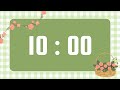 10-Minute Timer | With Upbeat Instrumental Music & Alarm Bell | Spring Flowers and Gingham Theme 🌸 🤍