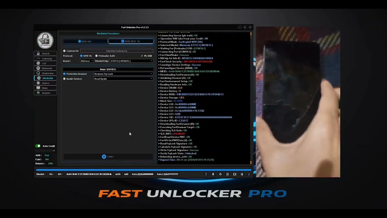 Remove Frp Motorola Preloader mode V6 by fast unlocker pro