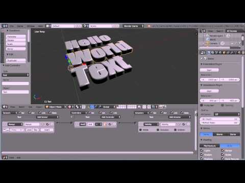 Blender Tutorial Display 'Hello World' in the Game Engine Experimenting with Static and Dynamic Text